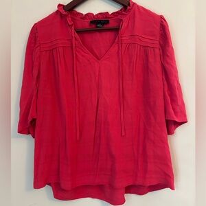 Sanctuary Pink Blouse, Medium, V-Neck & Frill